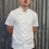 Male chef uniform white chef jacket stud buttons
