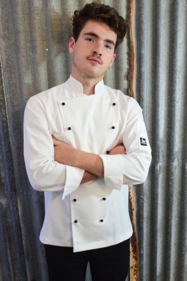 white mens traditional short sleeve chef jacket