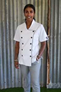 Rockzette white and black chef jacket