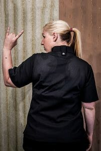 womens mesh black chef jacket