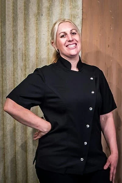 The Stud Muffin – Women’s Black Chef Jacket with Mesh back The Stud Muffin – Women’s Black Chef Jacket with Mesh back