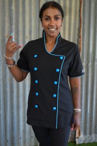 Blue and black chef jacket