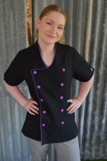 rockzette Black and Purple chef jacket