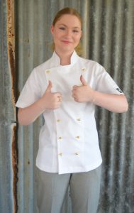 white short sleeved chef jacket