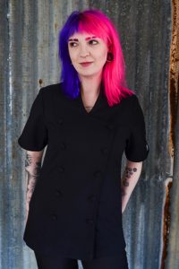 black womens chef coat