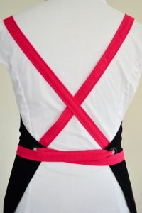 cross back pink apron