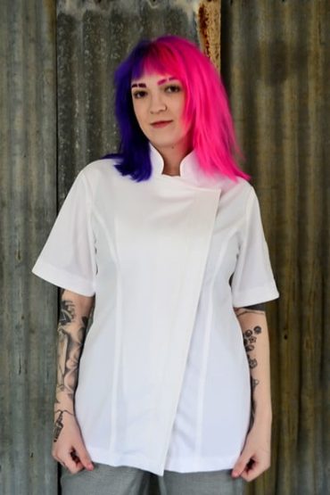 ZZTopper – Womens White Zipper Chef Jacket