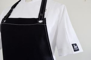 chef apron white stitch