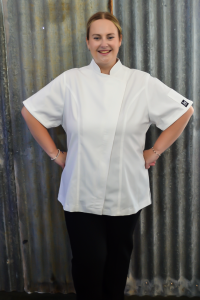 ladies white zip chef coat plus size