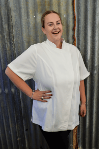 Womens plus size chef jacket white