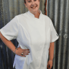 Zip chef coat womens chef jacket in white wiith mesh
