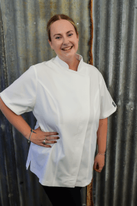 Zip chef coat womens chef jacket in white wiith mesh