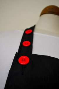 black and red apron