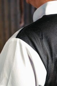 Black mesh push stud chefs uniforms womens