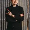 womens long sleeve black chef jacket