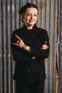 womens long sleeve black chef jacket