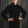 black chef jacket clip buttons