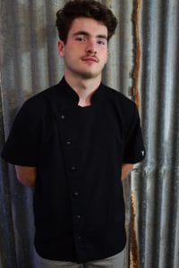 Male chef uniform black push stud with mesh