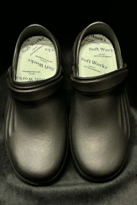 Black cushioned supportive shoes